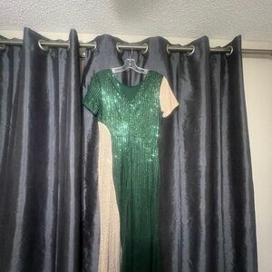 Elegant Green and Gold Sequin Dress